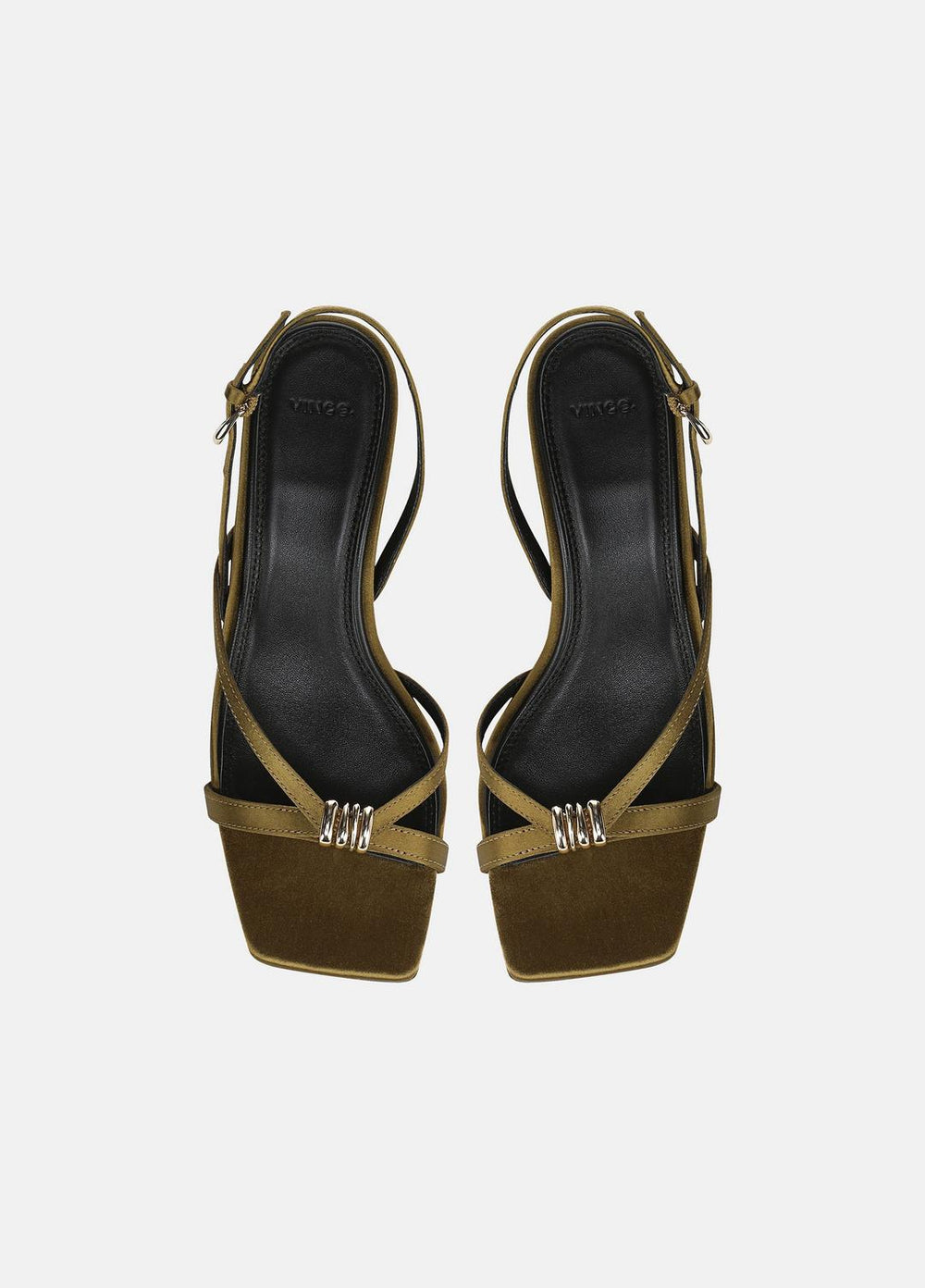 VINCE | Tali Satin Slingback Sandal in Heels - OLIVE WOOD