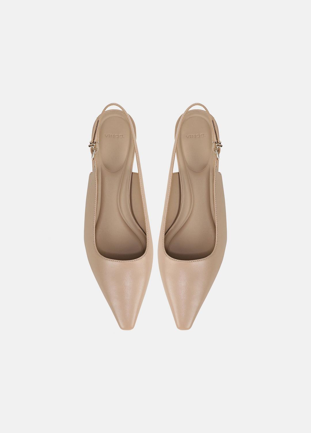 VINCE | Sabra Leather Slingback Heel in Heels - WARM ALMOND
