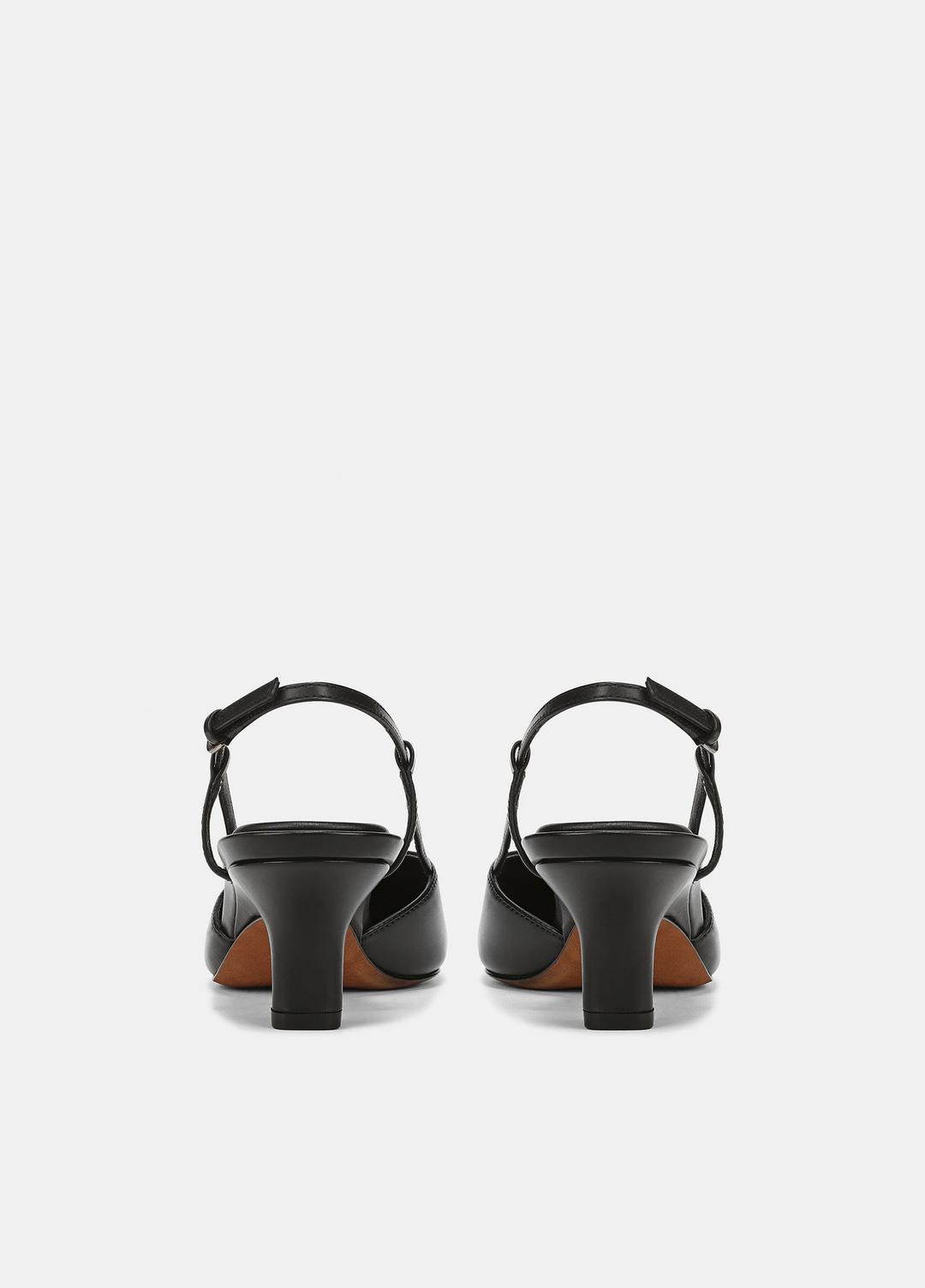 VINCE | Levvy Leather Slingback Heel in Heels - BLACK