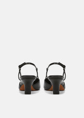 VINCE | Levvy Leather Slingback Heel in Heels - BLACK