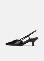 VINCE | Levvy Croc-Embossed Leather Slingback Heel in Heels - BLACK