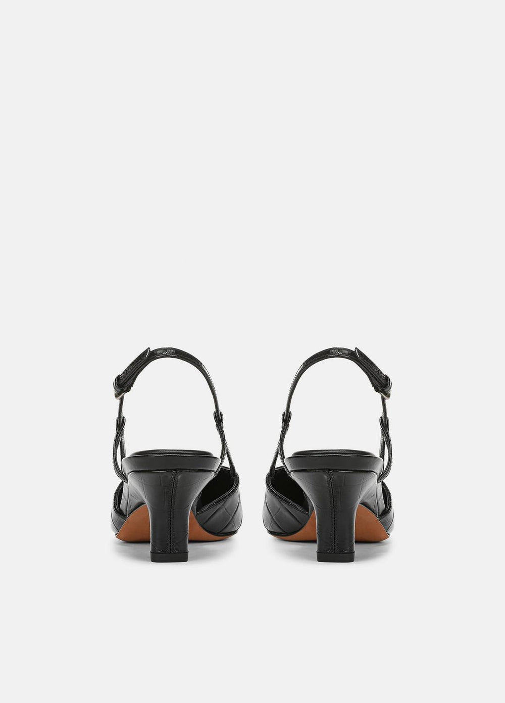 VINCE | Levvy Croc-Embossed Leather Slingback Heel in Heels - BLACK
