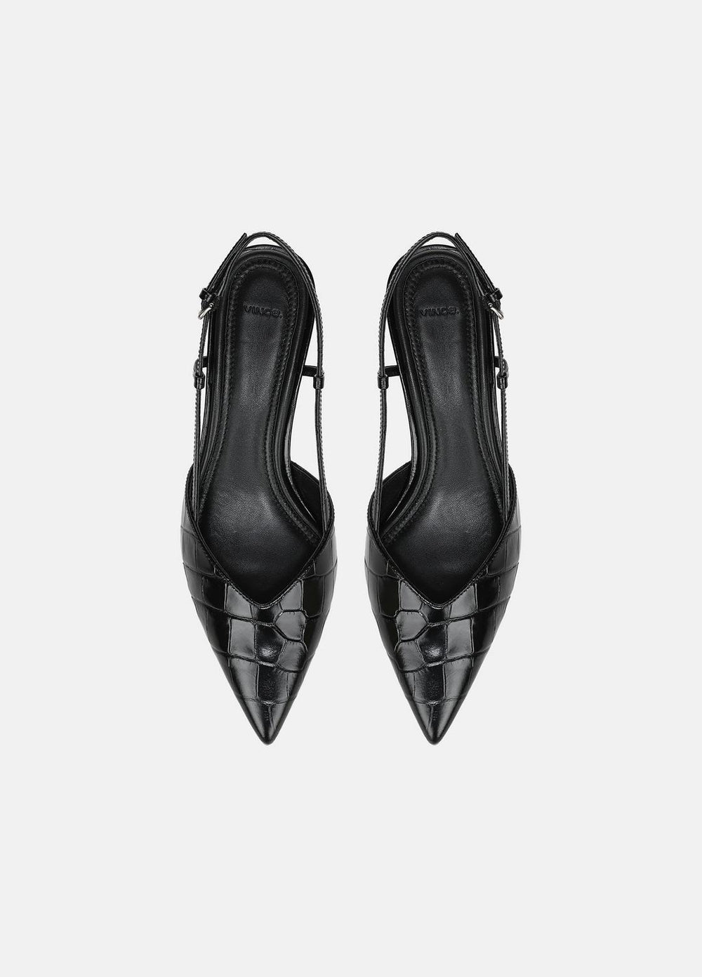VINCE | Levvy Croc-Embossed Leather Slingback Heel in Heels - BLACK