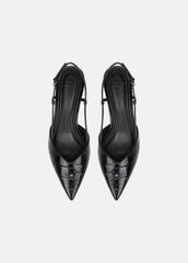 VINCE | Levvy Croc-Embossed Leather Slingback Heel in Heels - BLACK