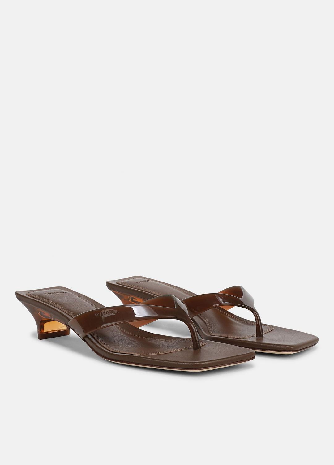 VINCE | San Juan Jelly Heeled Thong Sandal in Sandals - SADDLE