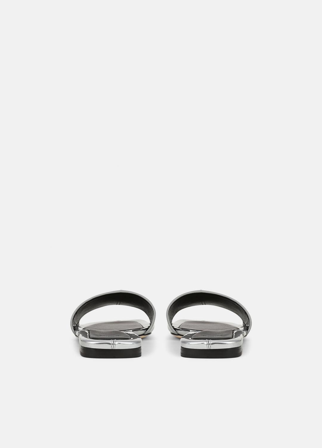 VINCE | Valeria Metallic Leather Slide Sandal in Sandals - SILVER