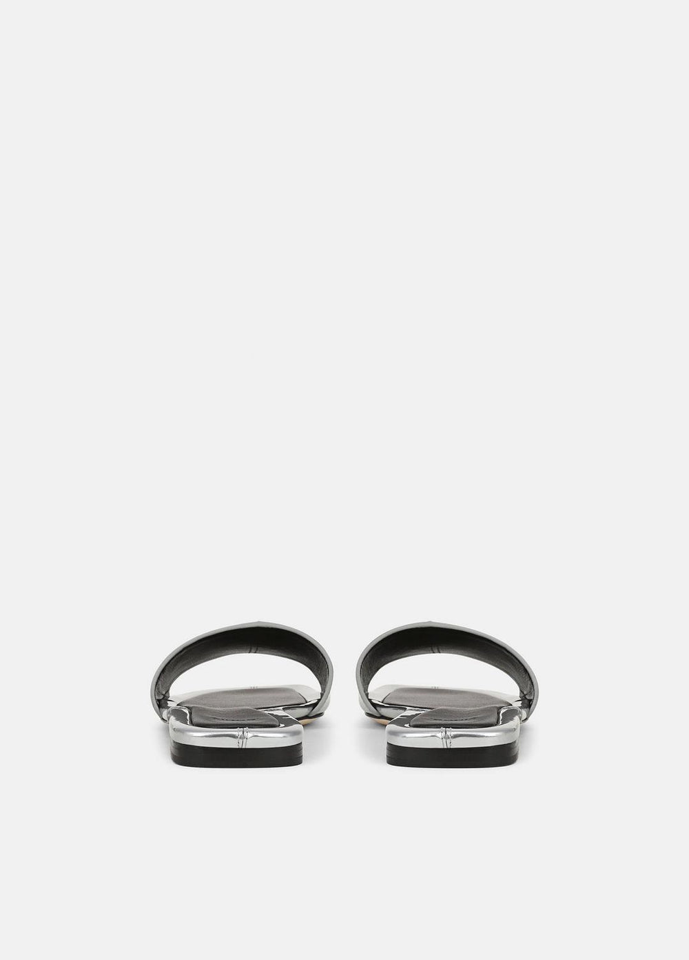 VINCE | Valeria Metallic Leather Slide Sandal in Sandals - SILVER