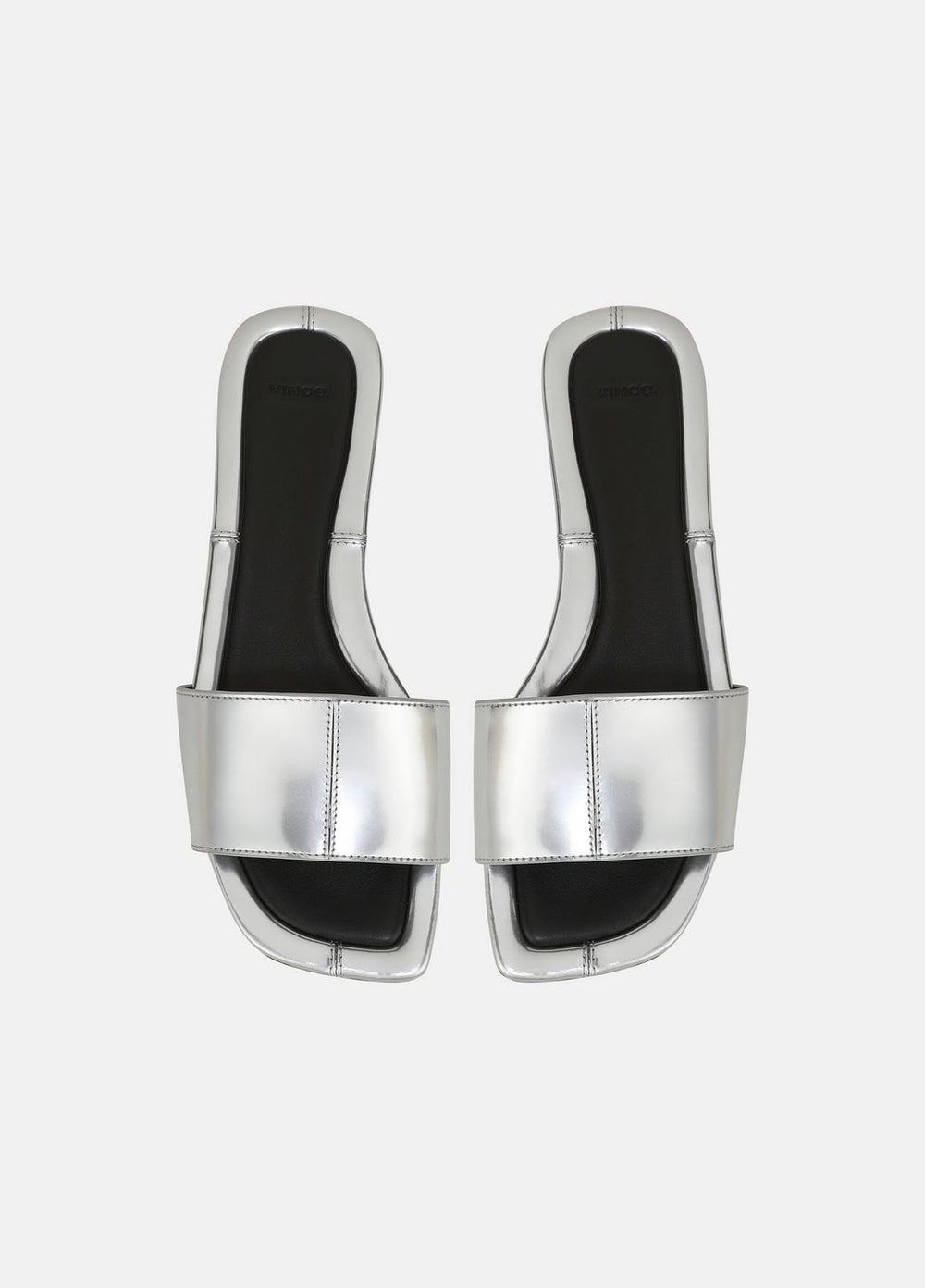 VINCE | Valeria Metallic Leather Slide Sandal in Sandals - SILVER