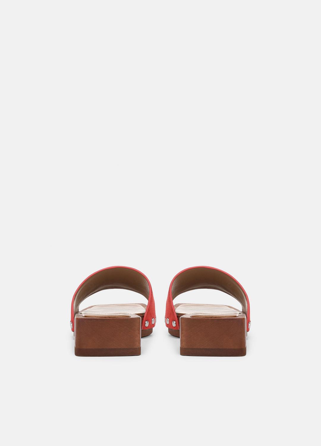 VINCE | Barbara Leather Slide Sandal in Sandals - POPPY RED