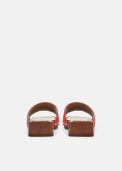 VINCE | Barbara Leather Slide Sandal in Sandals - POPPY RED