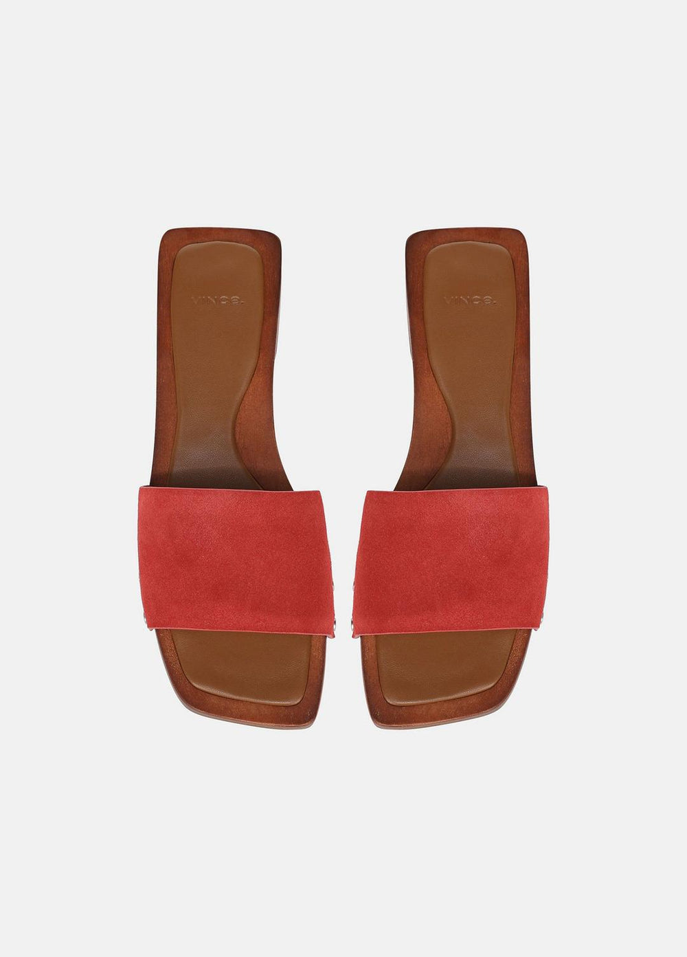 VINCE | Barbara Leather Slide Sandal in Sandals - POPPY RED