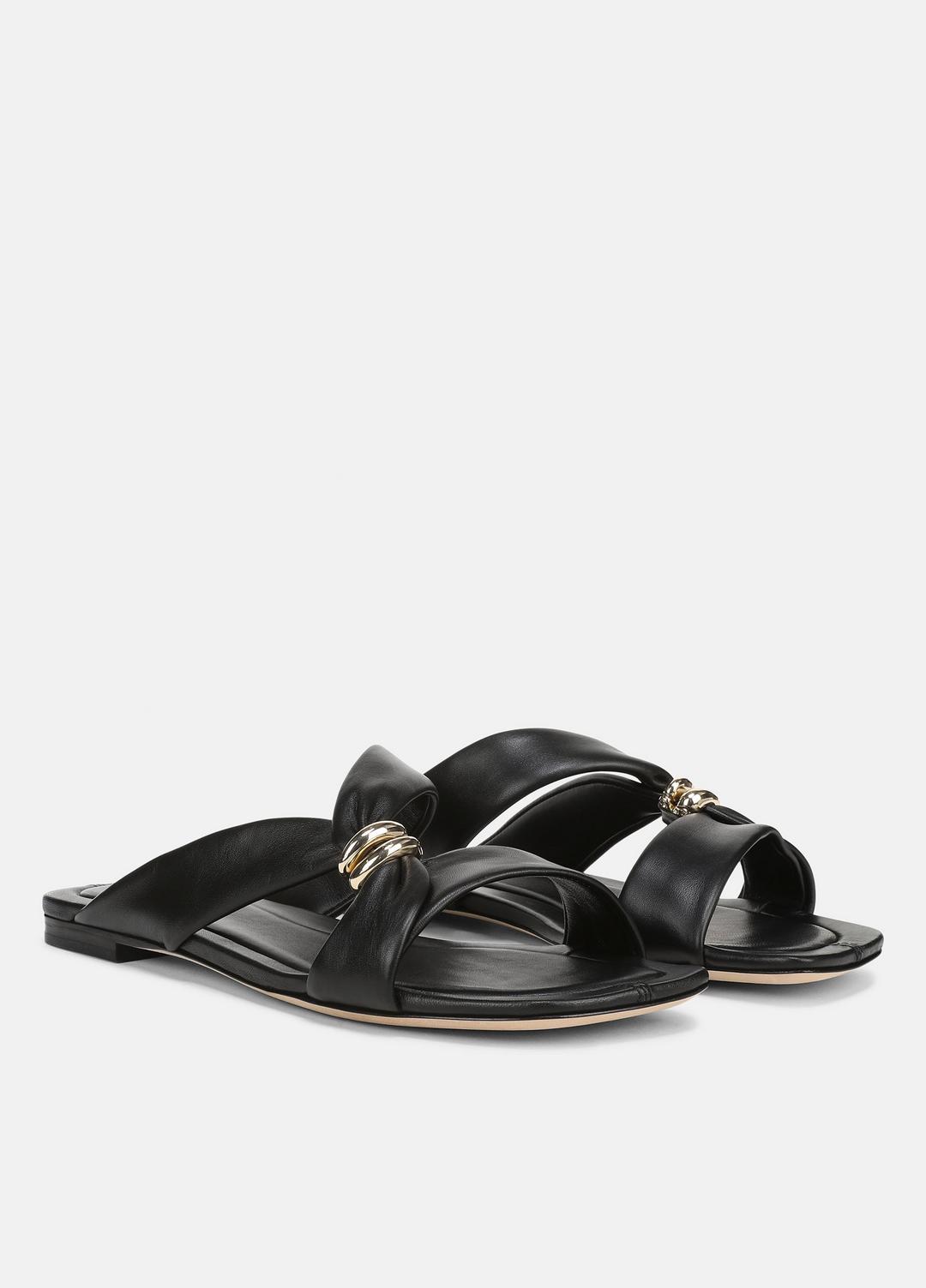 VINCE | Vilma Leather Slide Sandal in Sandals - BLACK