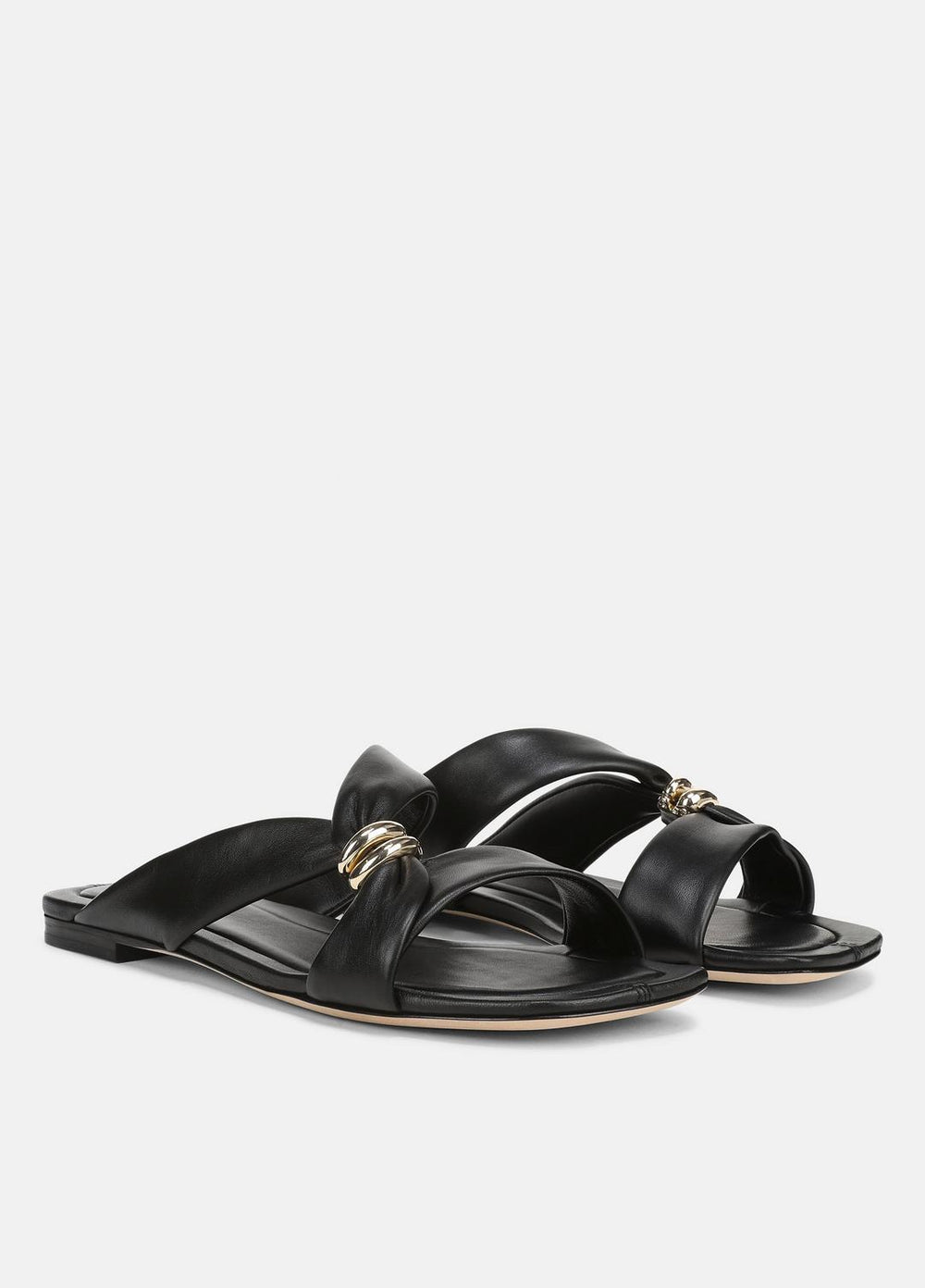 VINCE | Vilma Leather Slide Sandal in Sandals - BLACK