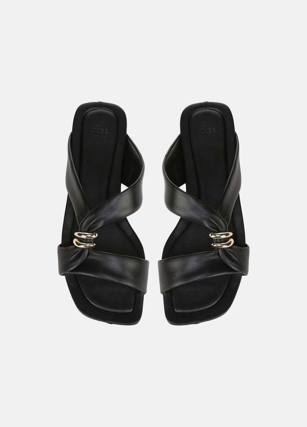 VINCE | Vilma Leather Slide Sandal in Sandals - BLACK