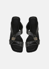 VINCE | Vilma Leather Slide Sandal in Sandals - BLACK