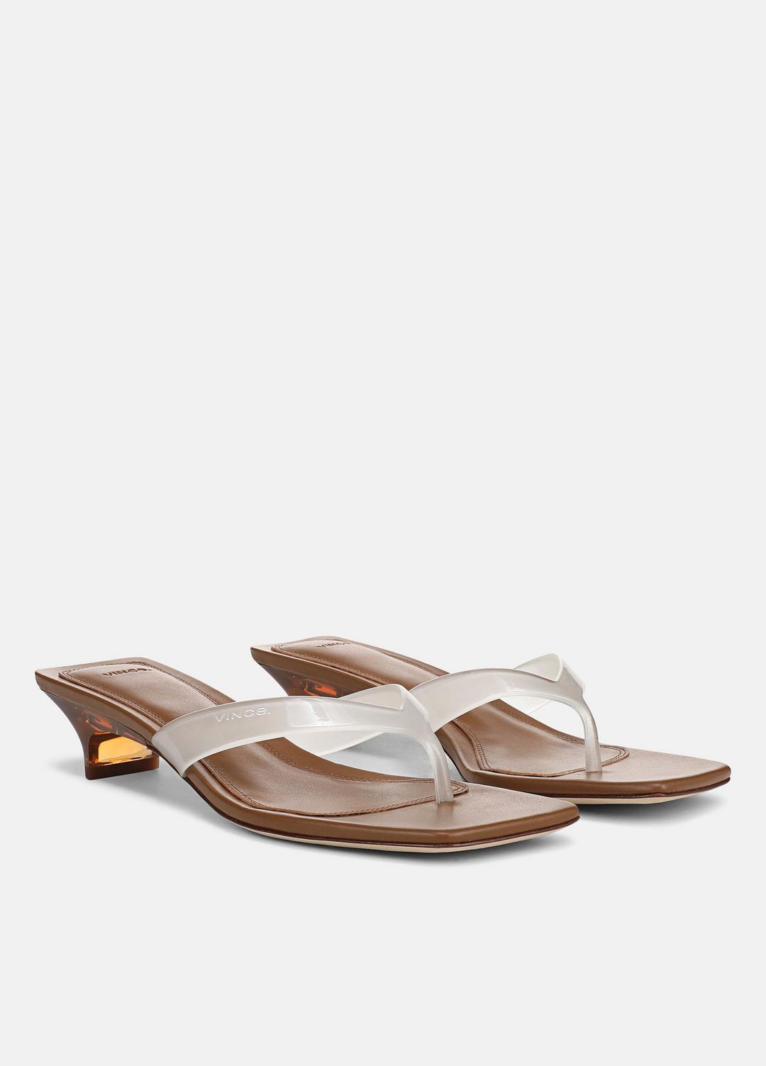 VINCE | San Juan Jelly Heeled Thong Sandal in Sandals - CLEAR