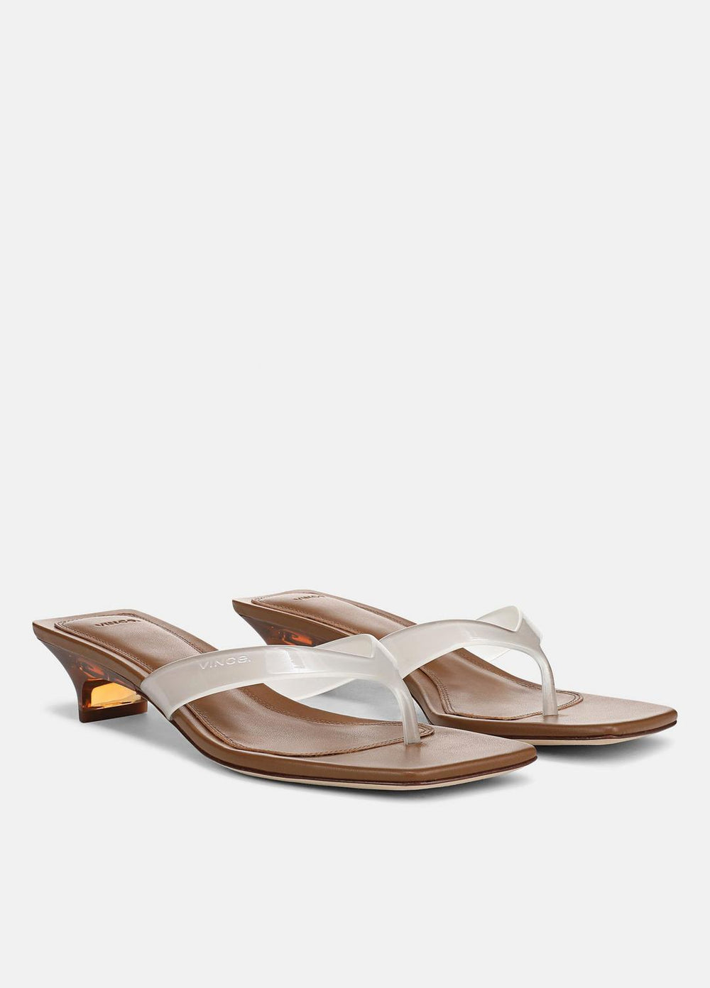 VINCE | San Juan Jelly Heeled Thong Sandal in Sandals - CLEAR