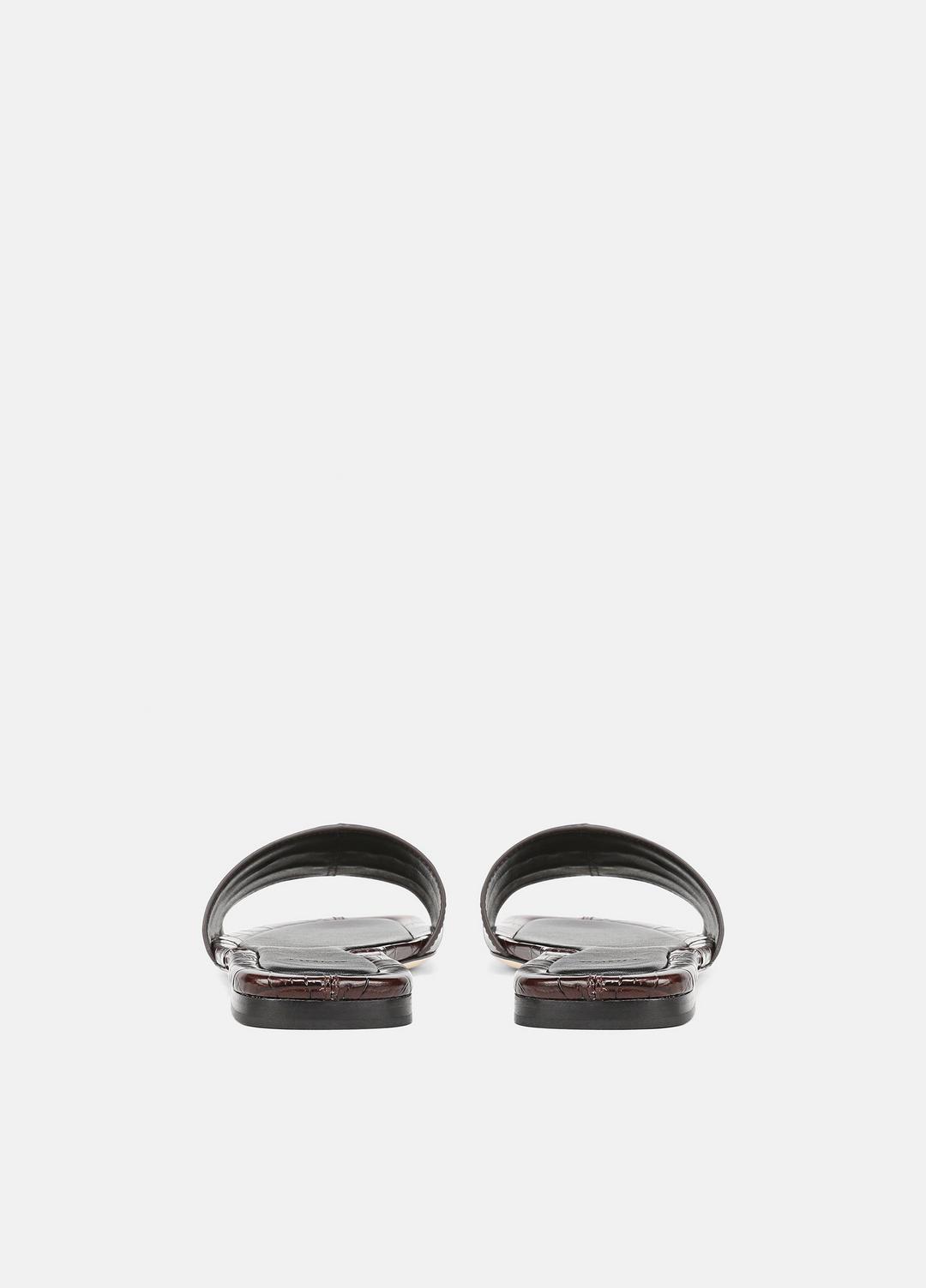 VINCE | Valeria Croc-Embossed Leather Slide Sandal in Sandals - CACAO BROWN