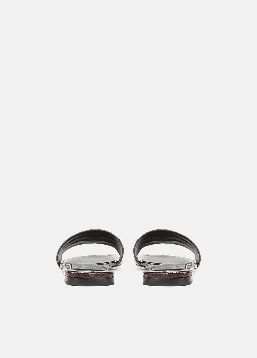VINCE | Valeria Croc-Embossed Leather Slide Sandal in Sandals - CACAO BROWN