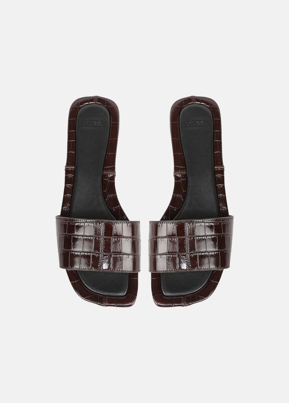 VINCE | Valeria Croc-Embossed Leather Slide Sandal in Sandals - CACAO BROWN