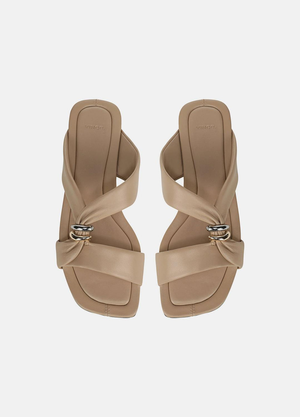VINCE | Vilma Leather Slide Sandal in Sandals - WARM ALMOND