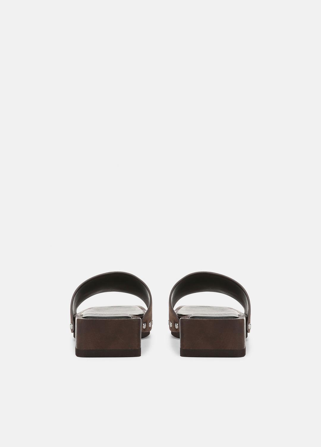 VINCE | Barbara Leather Slide Sandal in Sandals - DARK MOCHA
