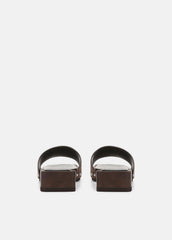 VINCE | Barbara Leather Slide Sandal in Sandals - DARK MOCHA