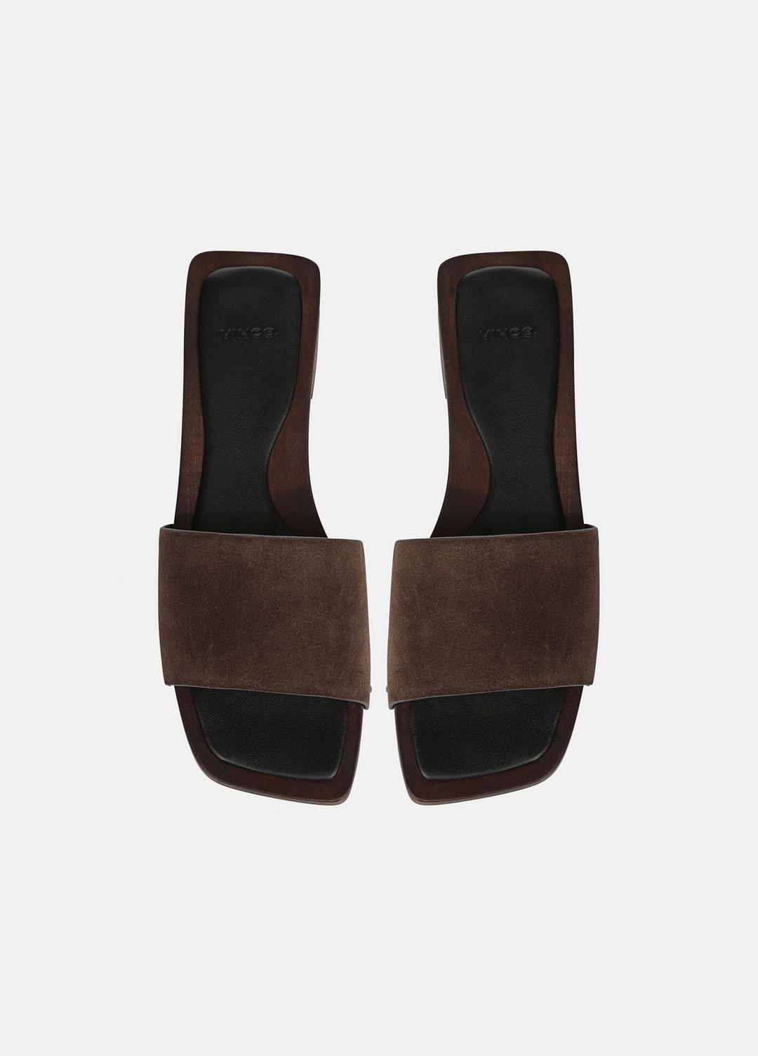 VINCE | Barbara Leather Slide Sandal in Sandals - DARK MOCHA