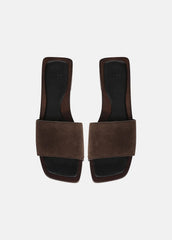 VINCE | Barbara Leather Slide Sandal in Sandals - DARK MOCHA