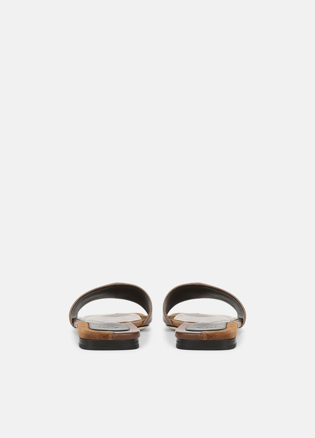 VINCE | Valeria Leather & Suede Slide Sandal in Sandals - CEDAR BROWN/ELMWOOD