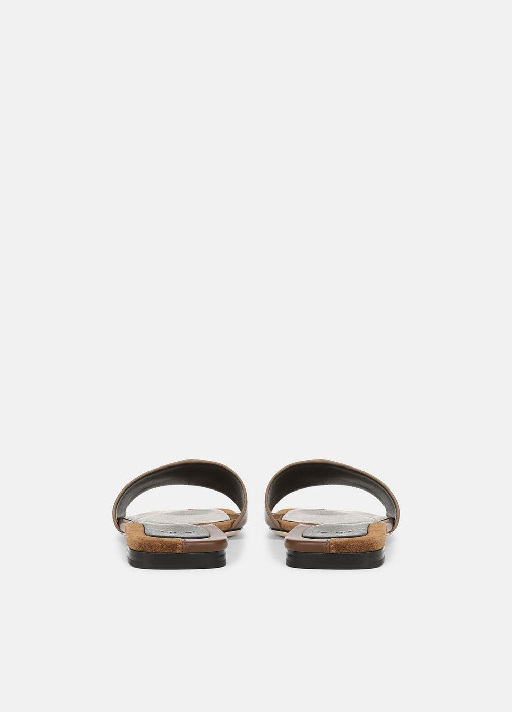 VINCE | Valeria Leather & Suede Slide Sandal in Sandals - CEDAR BROWN/ELMWOOD