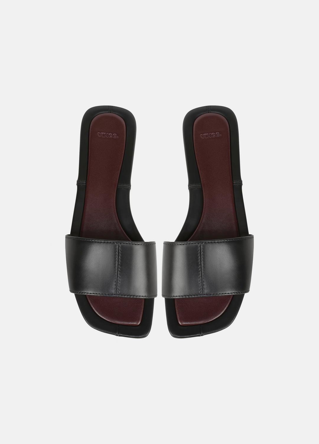 VINCE | Valeria Leather Slide Sandal in Sandals - BLACK