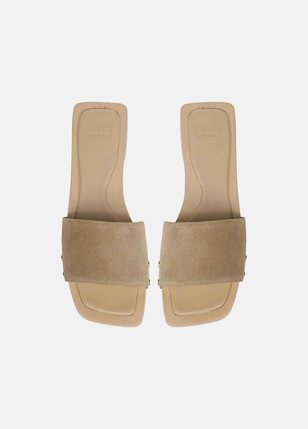 VINCE | Barbara Suede Slide Sandal in Sandals - WHEAT