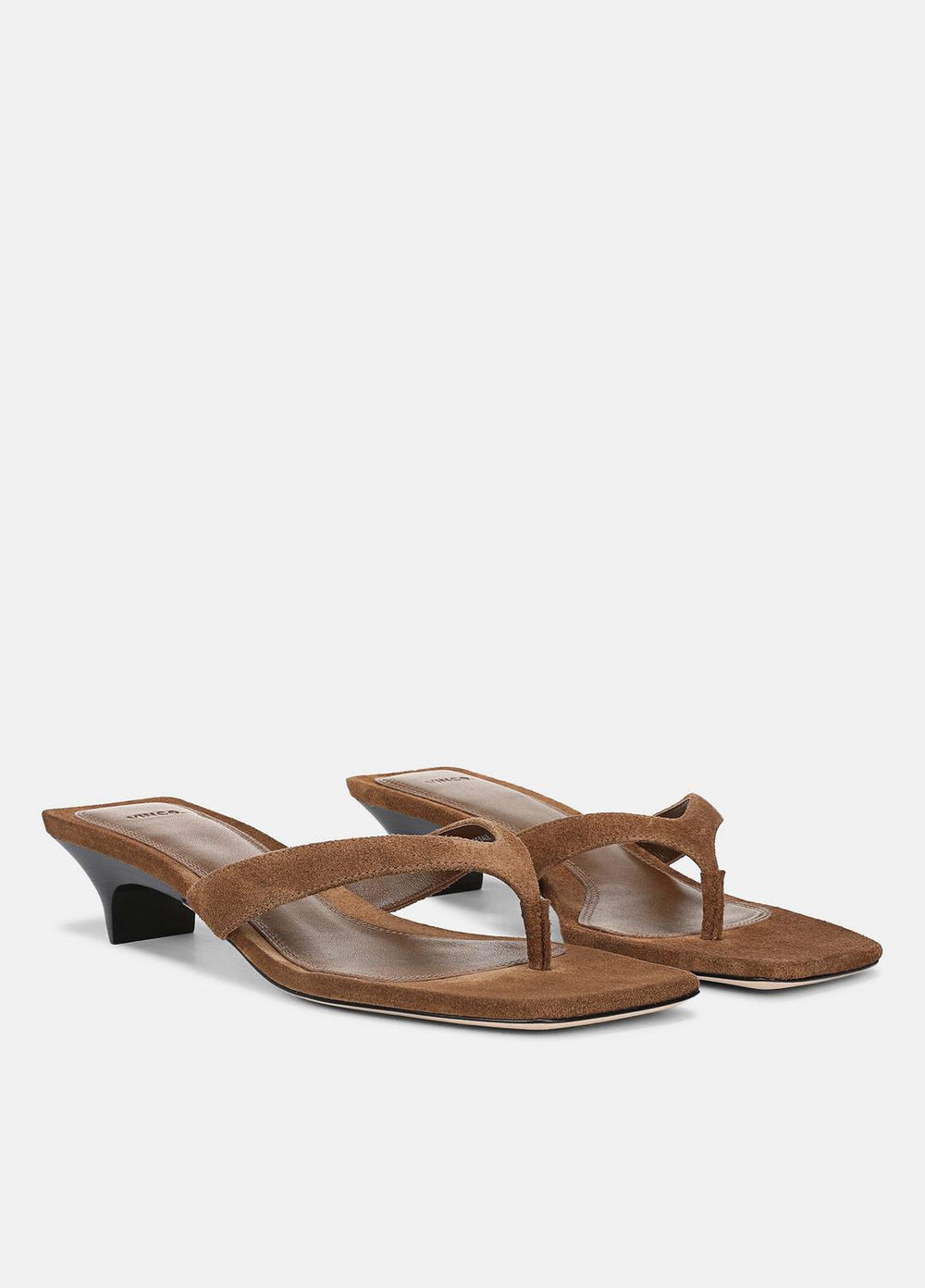 VINCE | San Juan Suede Heeled Thong Sandal in Sandals - ELMWOOD