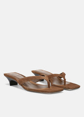 VINCE | San Juan Suede Heeled Thong Sandal in Sandals - ELMWOOD