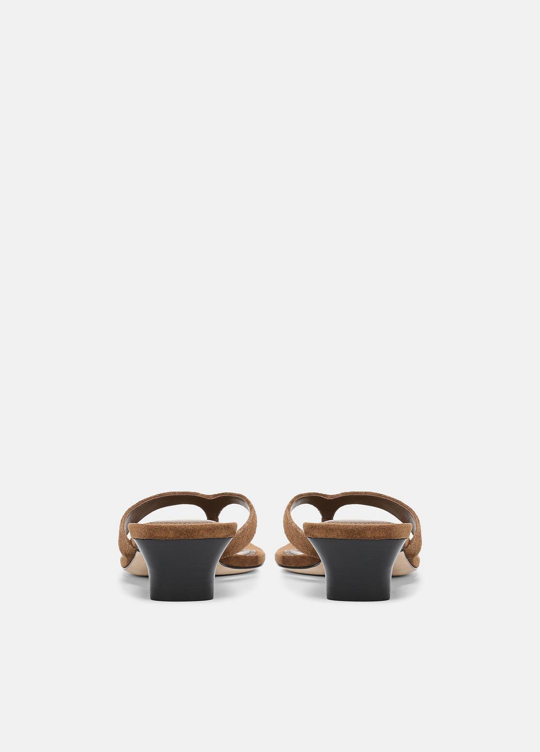 VINCE | San Juan Suede Heeled Thong Sandal in Sandals - ELMWOOD