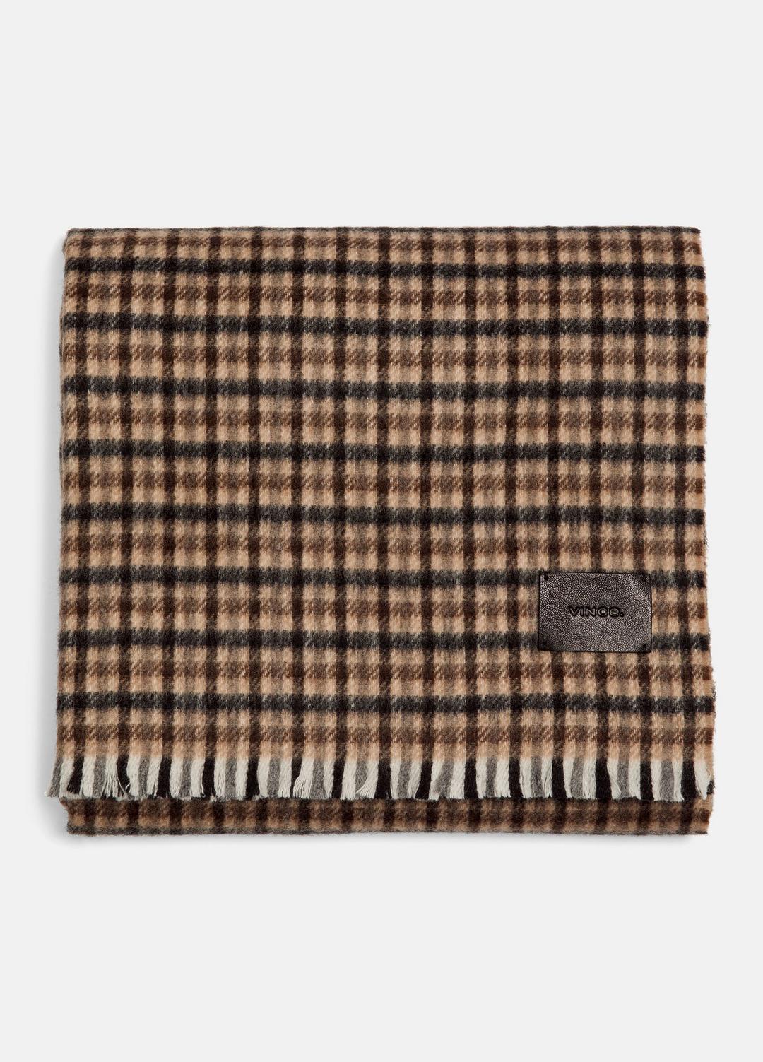 VINCE | Gingham Wool-Cashmere Oversized Wrap in Scarves & Hats - BLACK/GRAPE