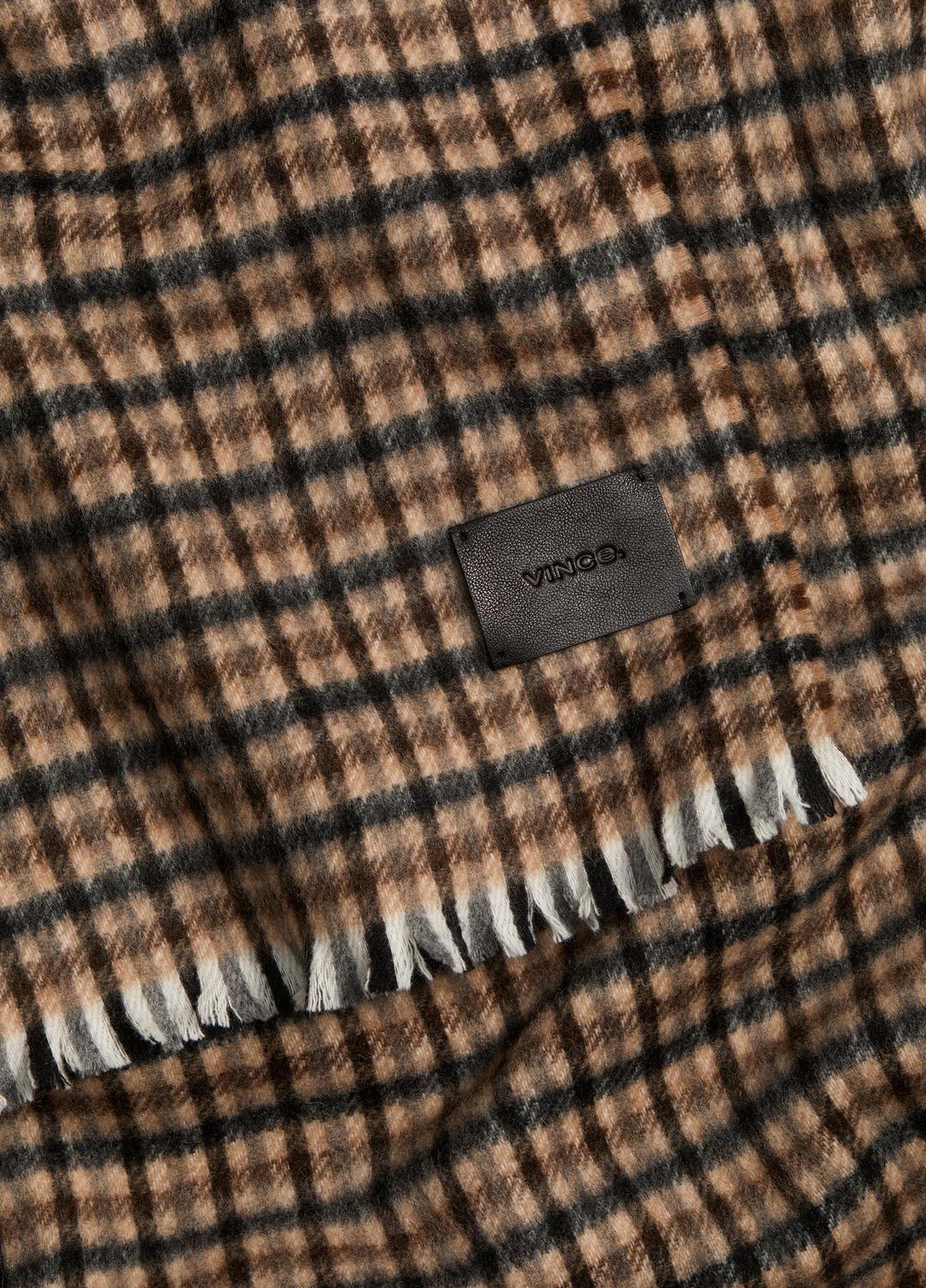 VINCE | Gingham Wool-Cashmere Oversized Wrap in Scarves & Hats - BLACK/GRAPE