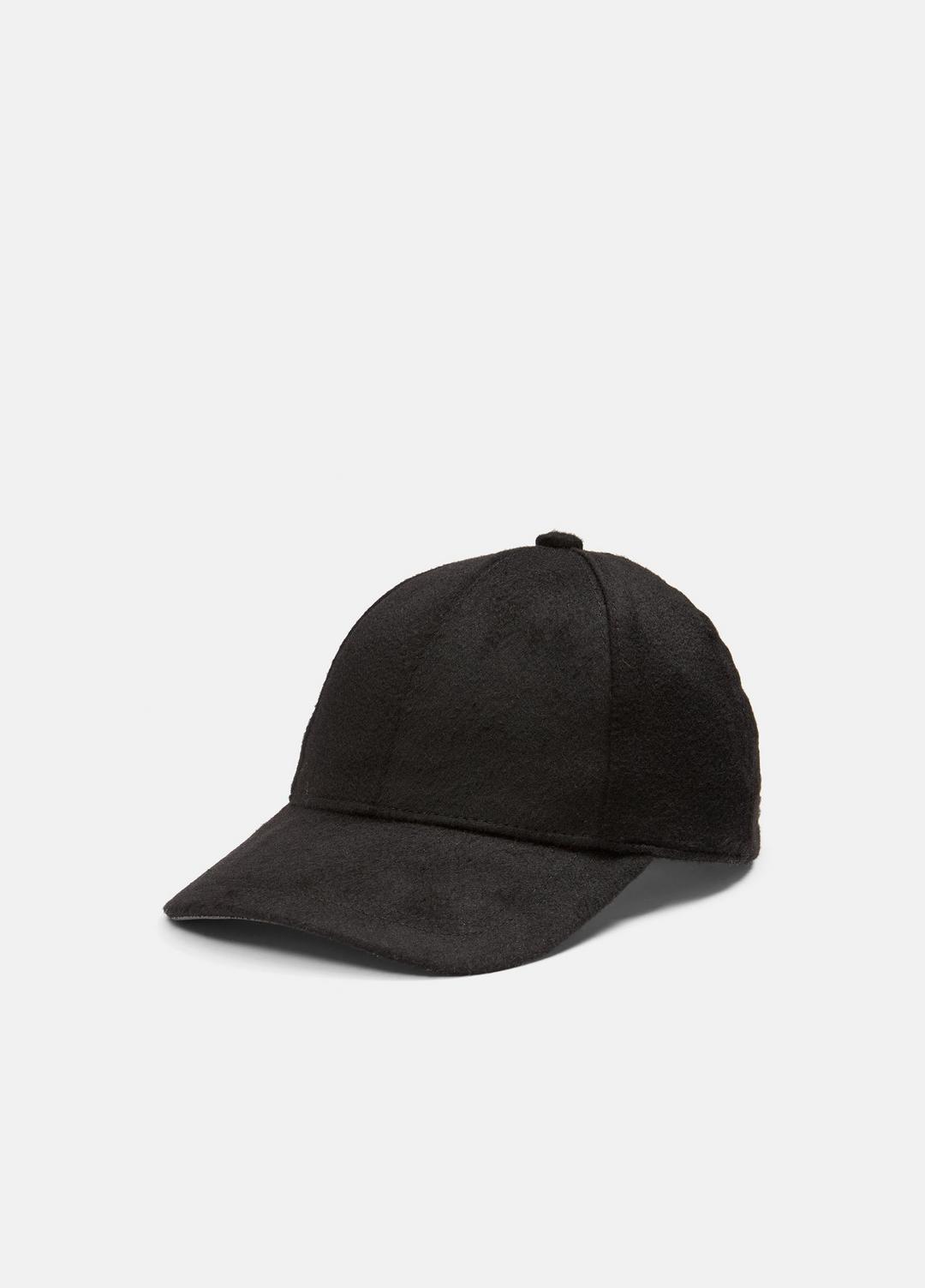 VINCE | Leather-Trim Cashmere Baseball Cap in Scarves & Hats - BLACK