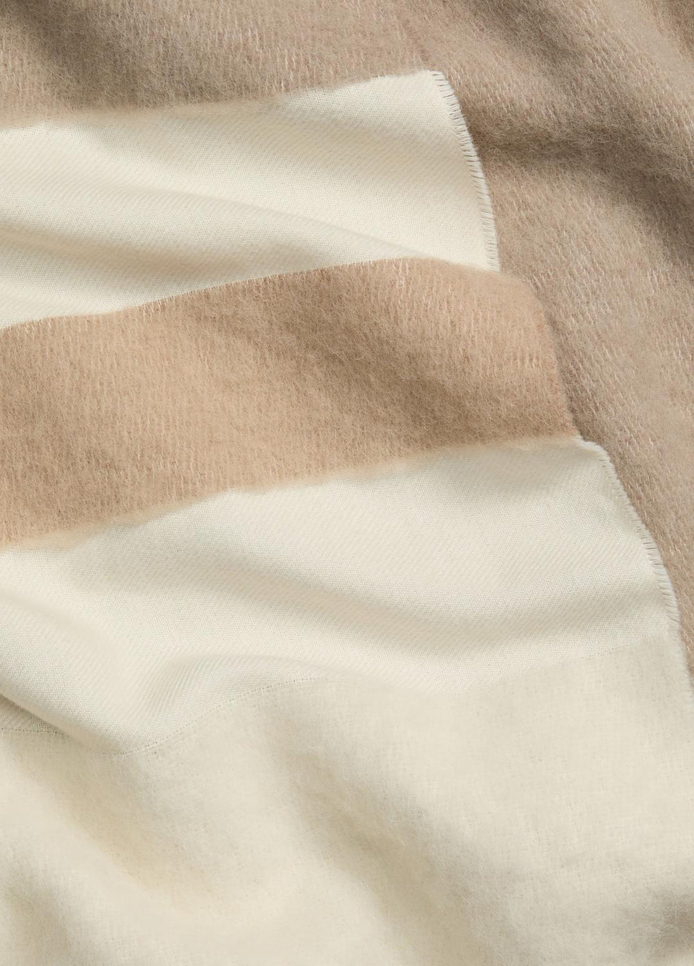 VINCE | Brushed Alpaca-Blend Colorblock Scarf in Scarves & Hats - TAUPE