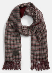 VINCE | Micro-Houndstooth Cashmere Scarf in Scarves & Hats - BORDEAUX