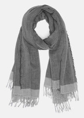 VINCE | Border-Stripe Cotton Scarf in Scarves & Hats - SEA STONE/DARK SEA STONE