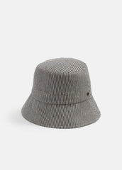 VINCE | Stripe Cotton Canvas Bucket Hat in Scarves & Hats - NAVY