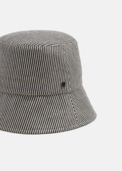VINCE | Stripe Cotton Canvas Bucket Hat in Scarves & Hats - NAVY