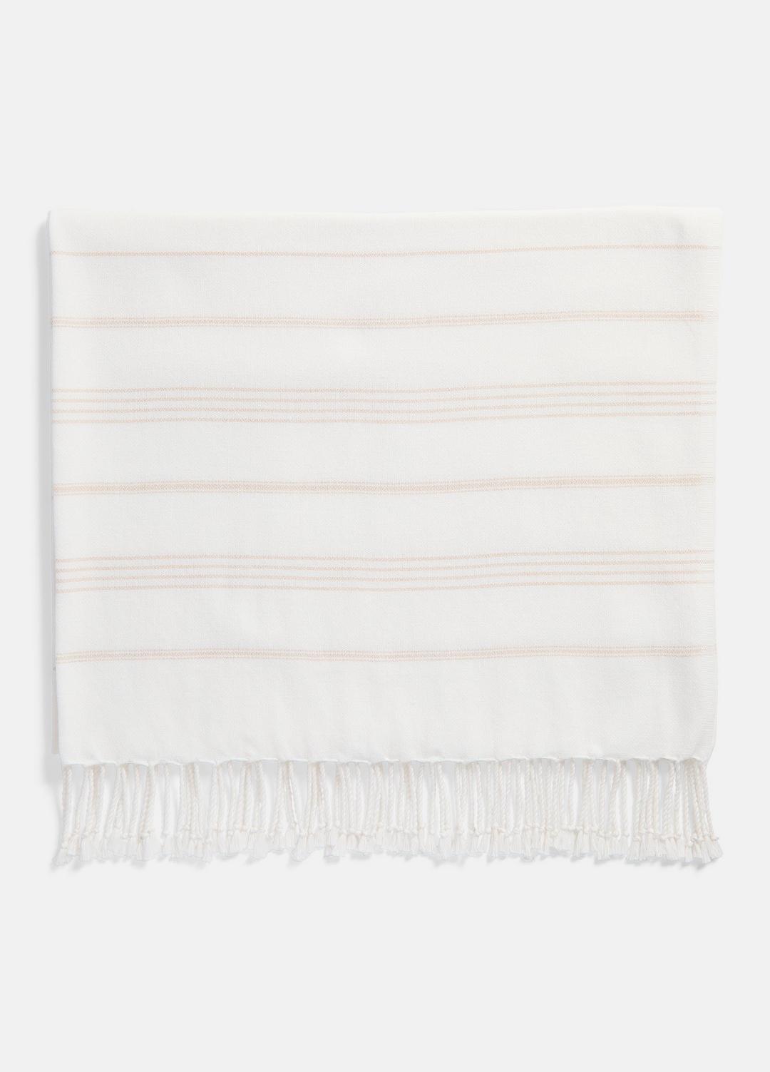 VINCE | Stripe Cotton-Cashmere Wrap in Scarves & Hats - WHITE/TUSK