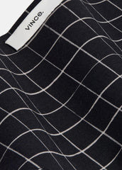 VINCE | Trellis Plaid Cotton-Blend Headkerchief in Scarves & Hats - BLACK/CREAM