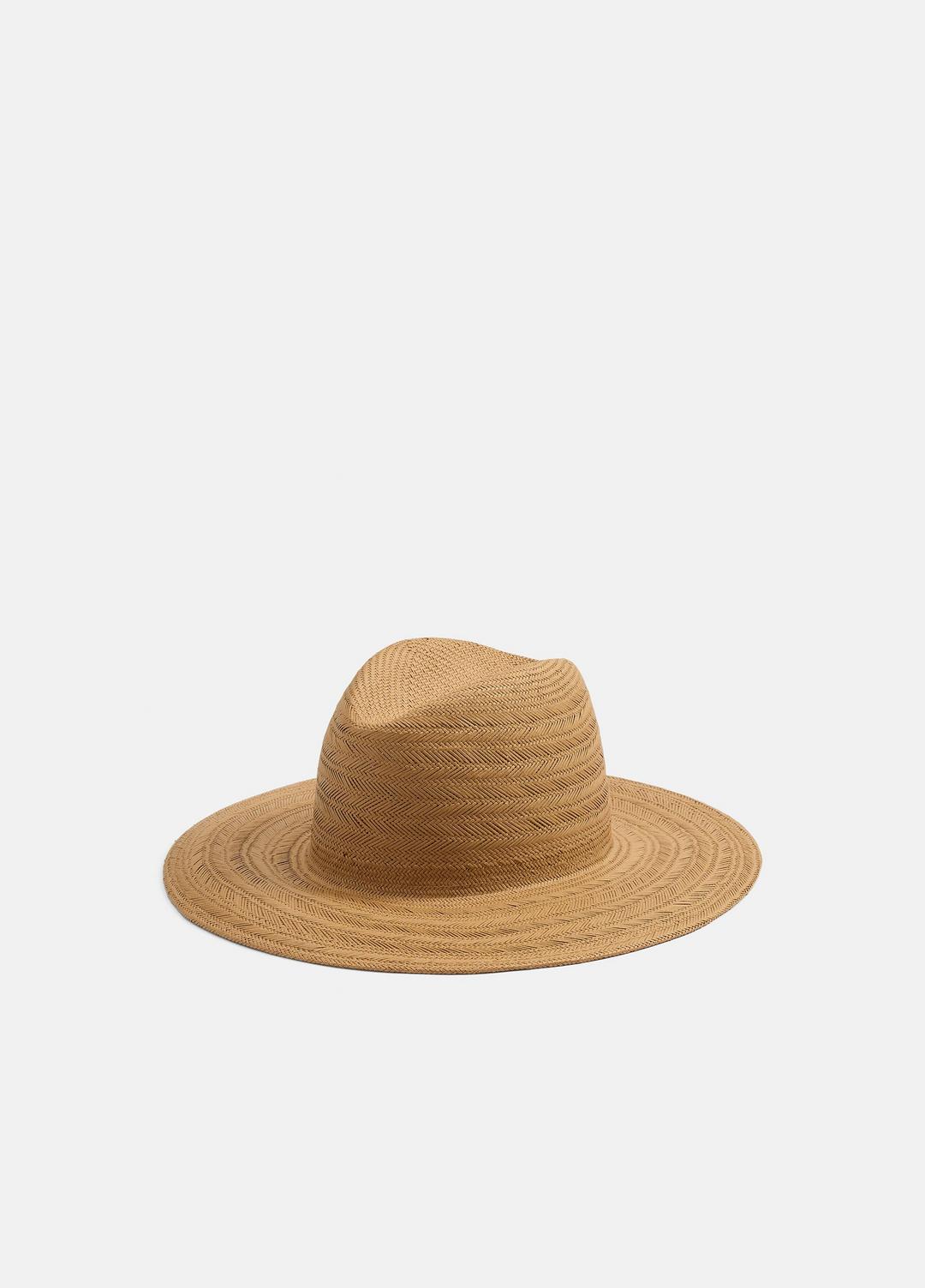 VINCE | Herringbone-Weave Straw Panama Hat in Scarves & Hats - CAMEL