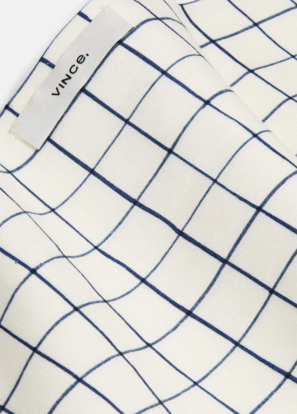 VINCE | Trellis Plaid Cotton-Blend Headkerchief in Scarves & Hats - OFF WHITE/NAVY