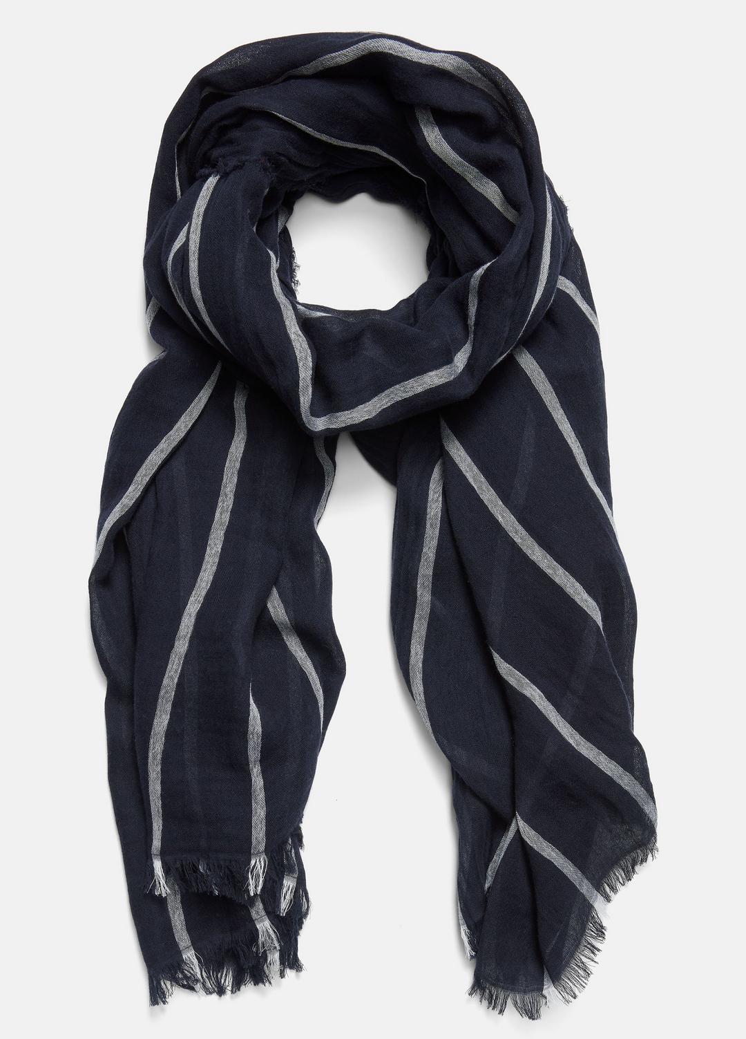 VINCE | Cotton Gauze Awning Stripe Scarf in Scarves & Hats - COASTAL BLUE/OPTIC WHITE