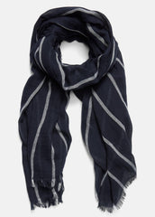 VINCE | Cotton Gauze Awning Stripe Scarf in Scarves & Hats - COASTAL BLUE/OPTIC WHITE